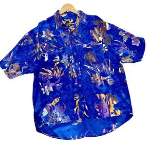 Vintage 1990s Tropical Tantrum Hawaiian Print Polo Button Down Shirt Mens 1X